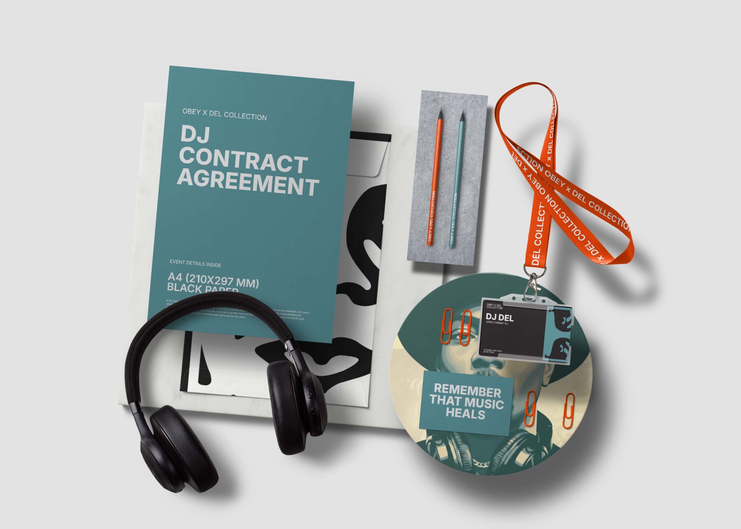 OBEY x DEL DJ Contract, Lanyard, and Headphones